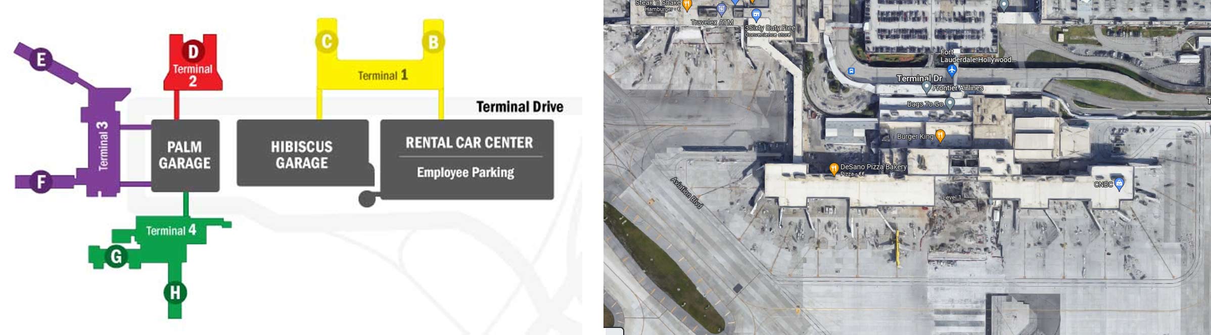 Terminal 4 Fort Lauderdale Airport FLL map